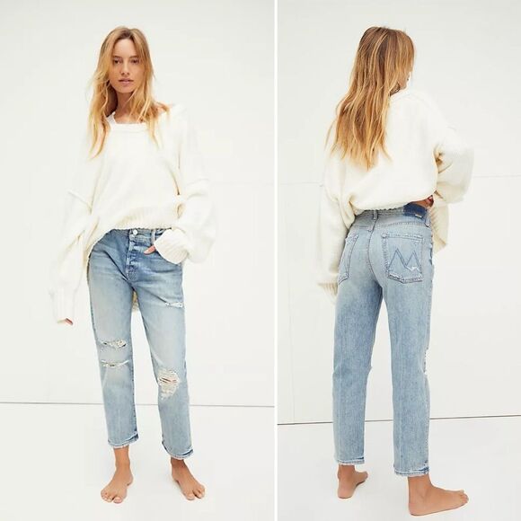 Mother Denim Scrapper Ankle Straight Leg Jeans in Wicked Wild Calling 26 - Picture 2 of 11